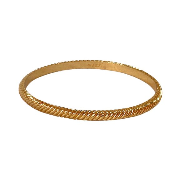 J Crew Bracelet S/M Yellow Gold Plated Bangle Skinny Textured Stackable Y2K VSCO - Picture 9 of 16